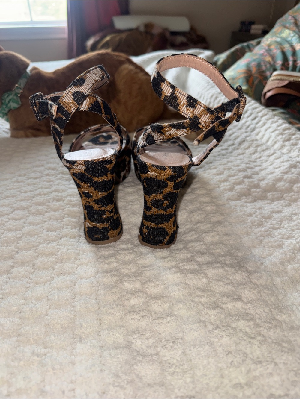 Chinese Laundry Leopard-Print Block Heel Sandals in Brown and Black - Picture 5 of 6